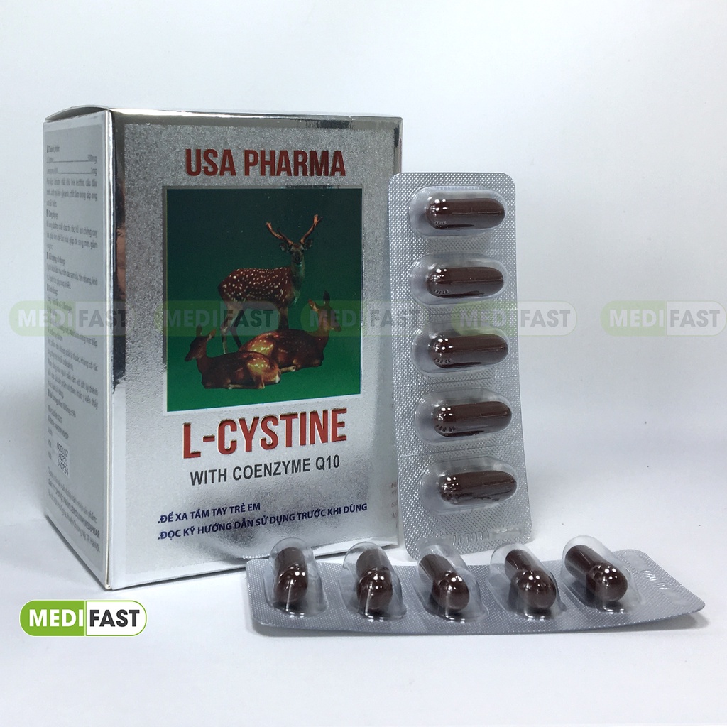 Làm đẹp da, giảm rụng tóc - L Cystine Hộp 60 viên 500mg, hỗ trợ hết nám, tàn nhang, thêm Coenzym Q10 - lcystine cistine