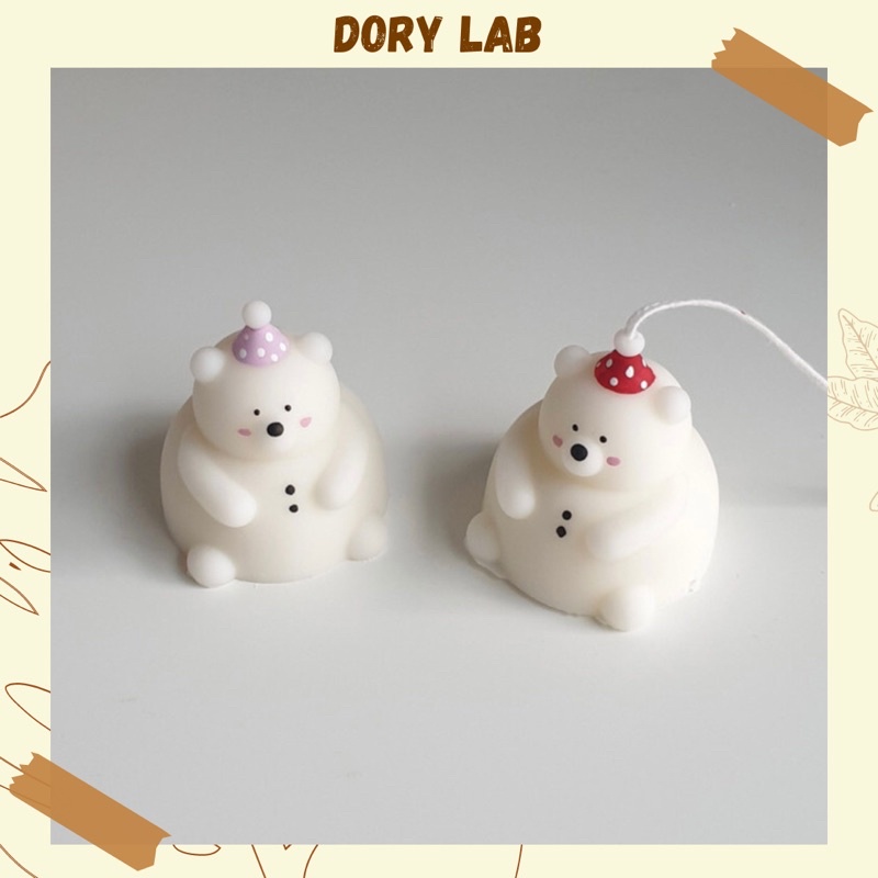 Nến Thơm Handmade Bánh Sinh Nhật Gấu Béo Ú Cute - Dory Lab