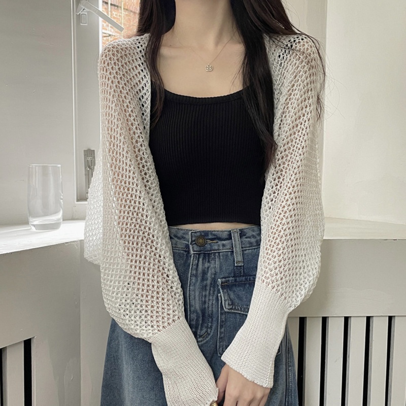 Áo Sơ Mi Chống Nắng Tay Dài Khoét Rỗng Màu Trơn Kiểu Hàn Quốc Thời Trang Mùa Hè Cho Bạn Gái