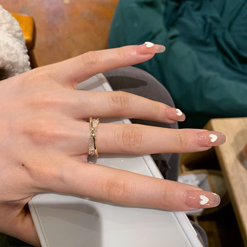Nhẫn hở đeo ngón trỏ đính đá zircon sang trọng phong cách thời trang Hàn Quốc dành cho nữ
