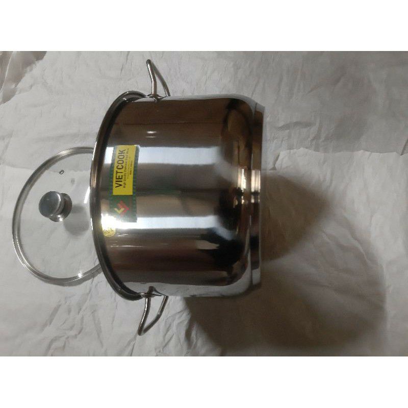 Bộ nồi xửng hấp inox  2 tầng nắp kính và nắp inox đun bếp  từ Vietcook size 24,26,28,30,32 ,Xửng chõ hấp bánh đồ xôi