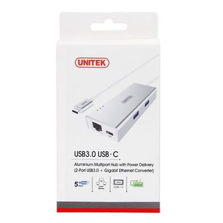 MULTIPORT HUB TYPE-C TO 2 USB 3.0 + LAN UNITEK Y-9106