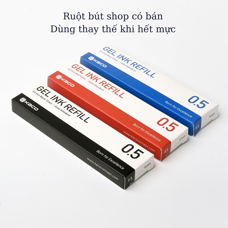 Bộ 5 bút gel KACO PURE mực nhiều màu ngòi 0,5mm (Hàng Chính Hãng)