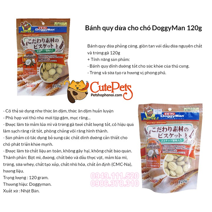 Bánh thưởng cho chó Doggy Man 120g bánh quy ngũ cốc - CutePets