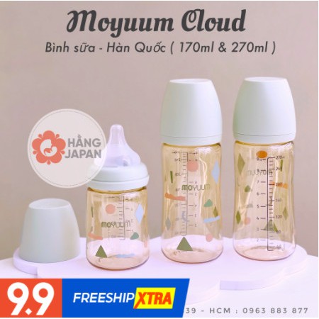 Bình sữa Moyuum mẫu mới họa tiết đáng yêu Hàn Quốc dung tích 170ml và 270ml Chính Hãng
