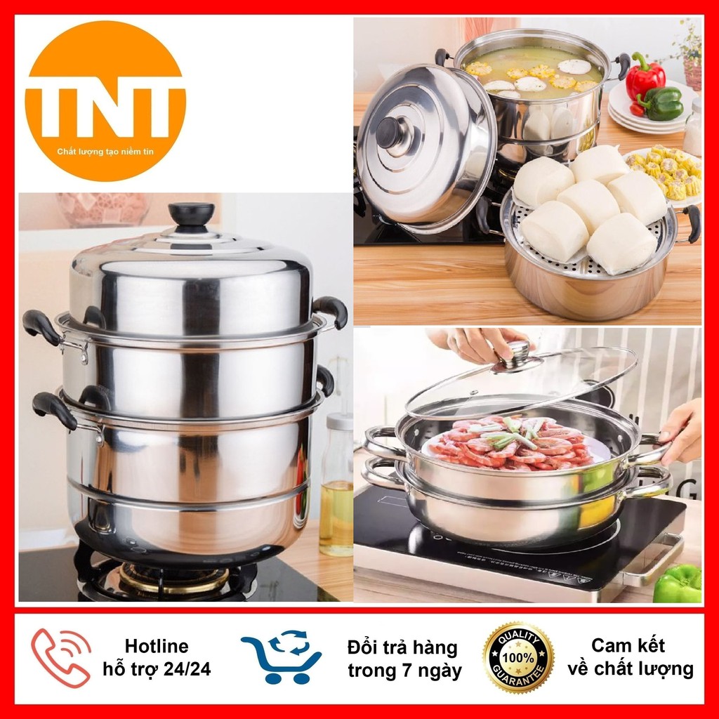 Nồi hấp đa năng inox 2 kích cỡ ( 2 tầng, 3 tầng) tiện lợi