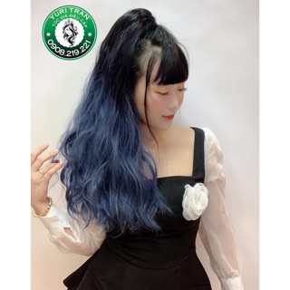 [Ảnh thật 100%] Tóc giả Yuri chính hãng (Tóc ngoặm ombre xanh coban)