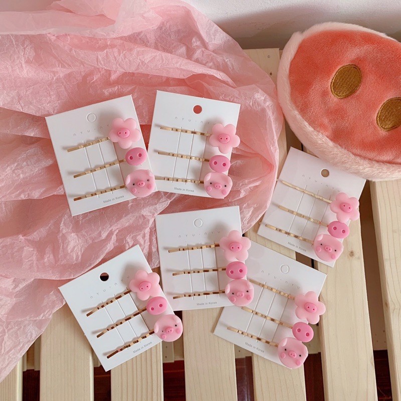 Kẹp tóc, kẹp tăm cute dễ thương cho bạn gái hình heo hồng
