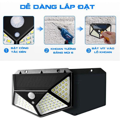 Đèn Cảm Biến Hấp Thụ Năng Lượng Mặt Trời 100 Bóng Led Siêu Sáng