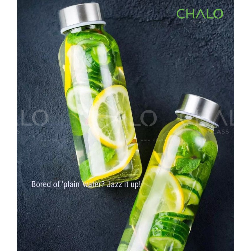 Chai thủy tinh đựng nước ép nắp nhựa bọc kim loại 300ml (Combo 03 chai trơn, không in hình) - CNI300