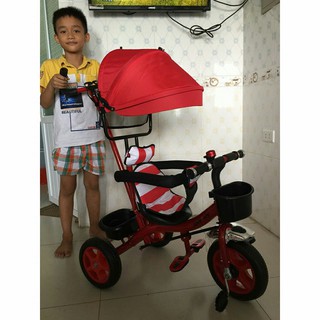 Xe đẩy 3 bánh mái che (có bảo hiểm + đệm lót + giỏ đồ)