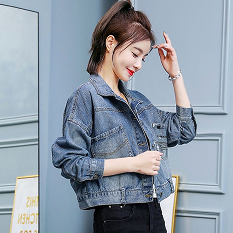 Áo Khoác Denim Ngắn Dáng Rộng Thời Trang Xuân Thu 2022 Cho Nữ