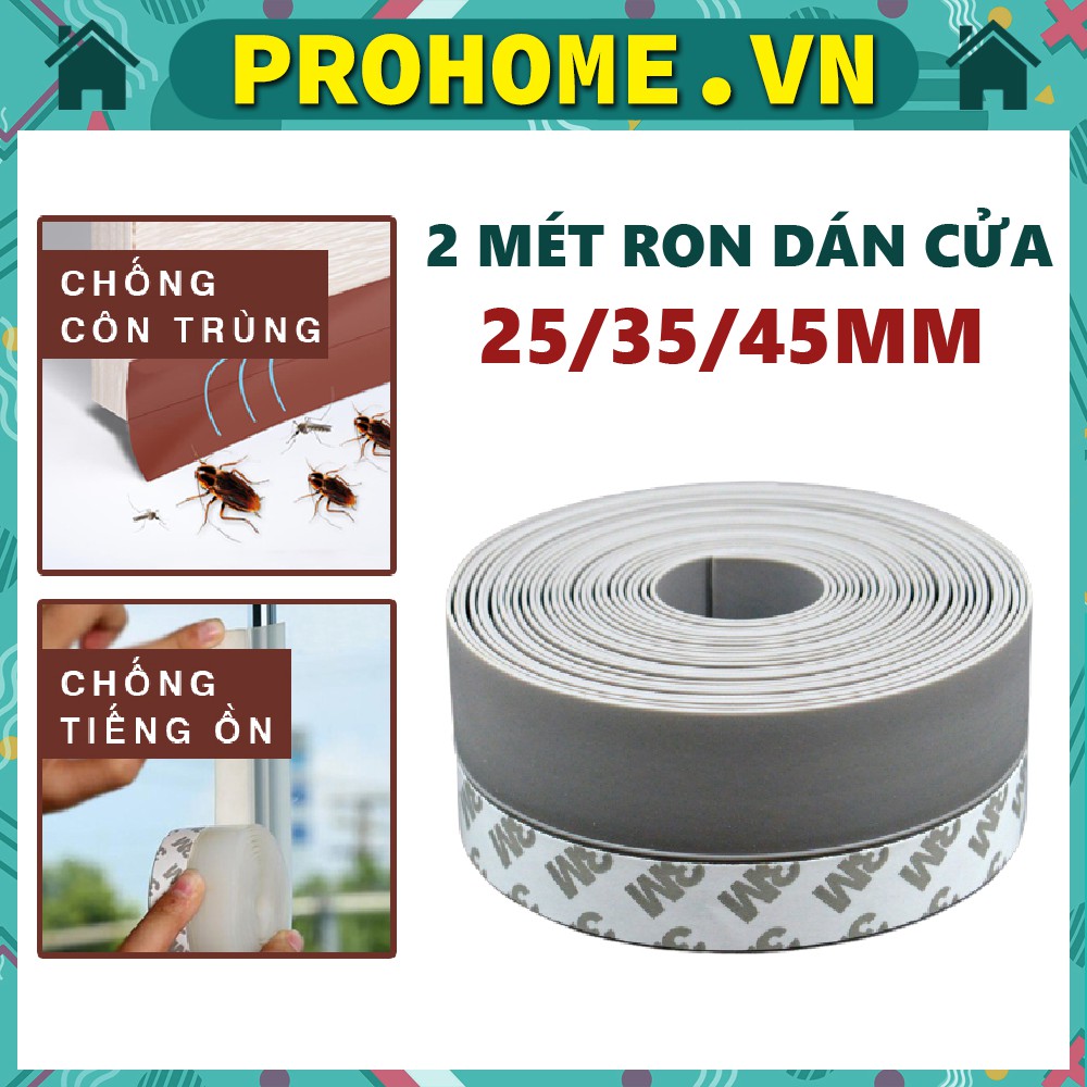 2 Mét Ron Chân Cửa Cao Su Keo 3M Dán Chống Bụi Côn Trùng 25 35 45 mm