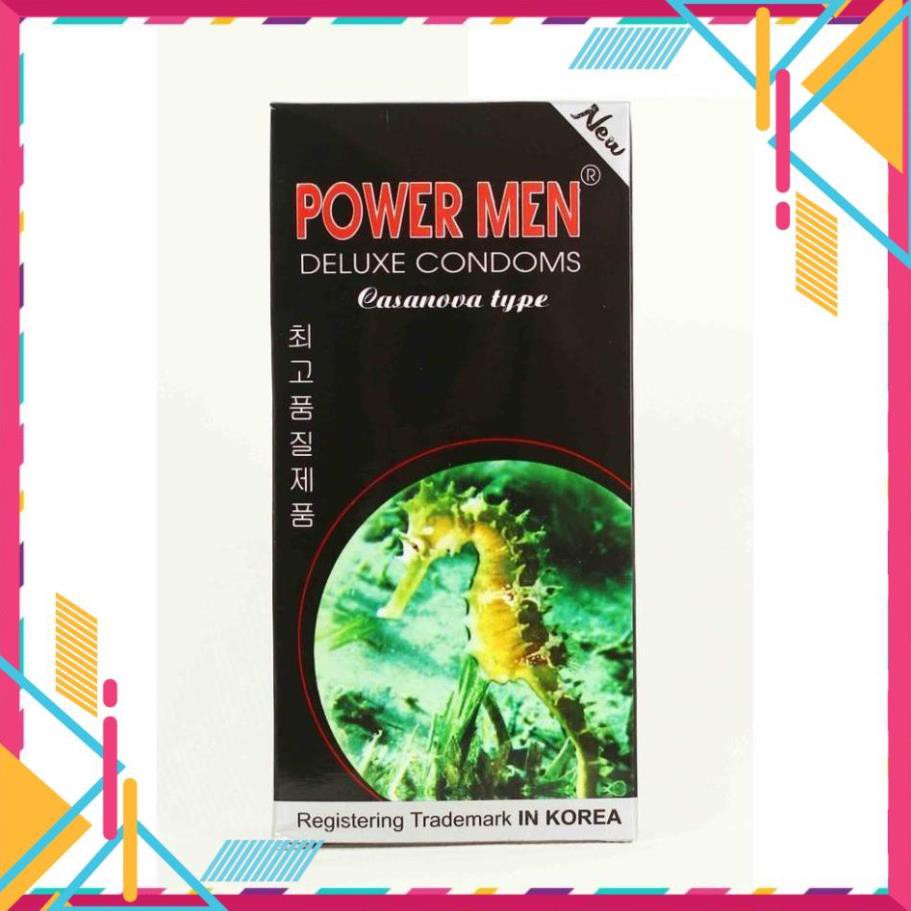 [mai đào]( Cam kết 9 hãng ) Bao Cao Su Power Men Cá Ngựa - Hộp 12 Cái -An An