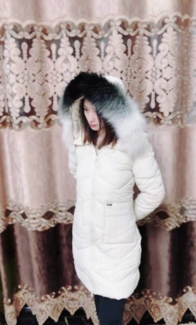 Áo phao mủ lông hai màu