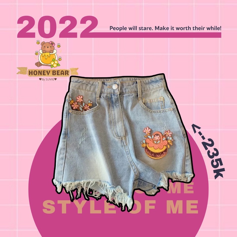 QUẦN SHORT JEANS THÊU HOA - CÓ SIZE M VÀ L