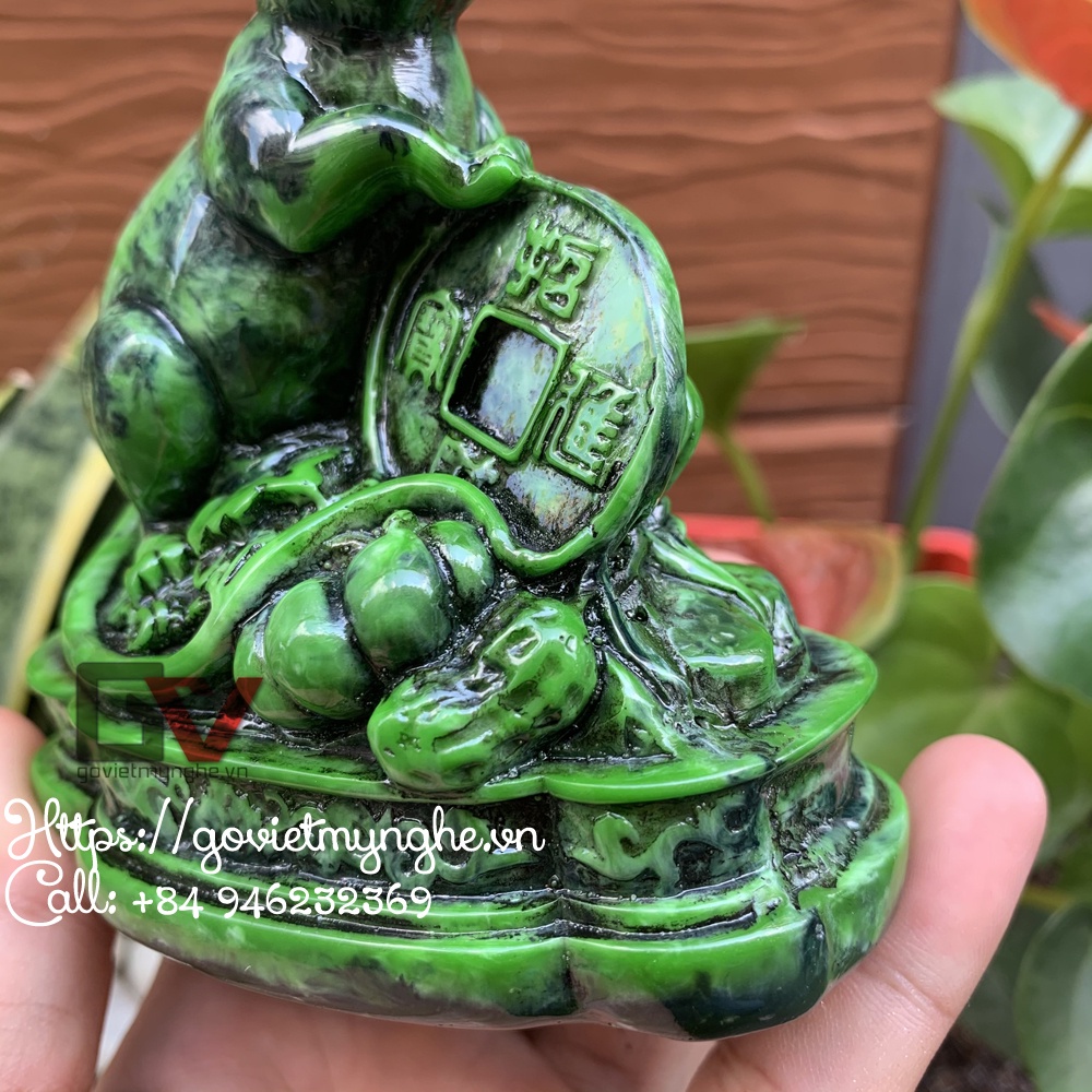 Tượng linh vật phong thủy Chuột tiền giữ tài lộc cho gia chủ - Cao 11cm - Màu xanh lục bích
