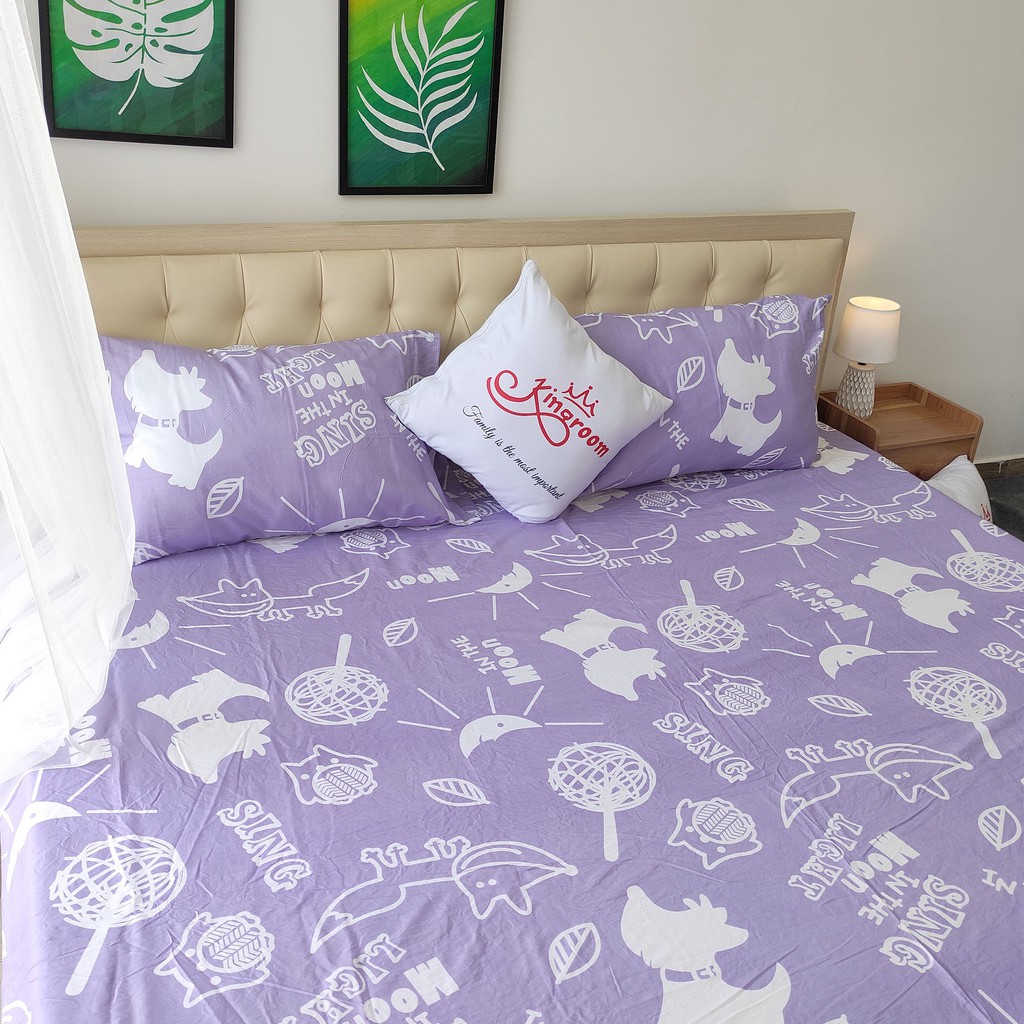 Bộ ga gối 3 món Cotton C824 Kingroom đủ kích thước trải nệm 1m2, 1m4, 1m6, 1m8, 2m chuyên bộ ga gối cực đẹp