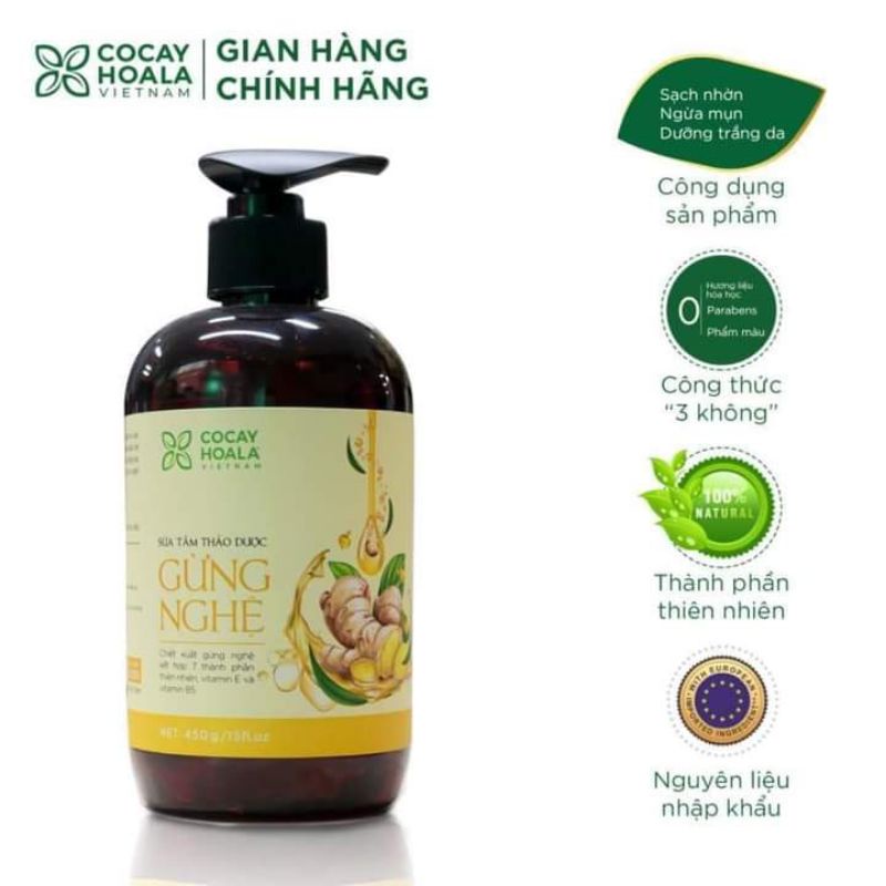 SỮA TẮM THẢO DƯỢC GỪNG NGHỆ CỎ CÂY HOA LÁ