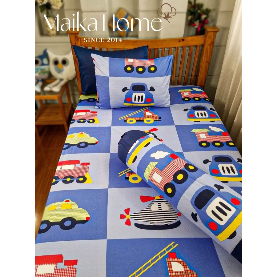 Bộ Drap 1m2x2m Cotton Korea Xe Hơi Phối Xanh
