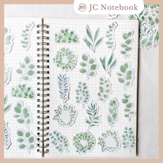 Hộp Sticker Hình Dán Lá - Set Sticker Hình Lá Xanh Trang Trí Sổ Bullet Journal