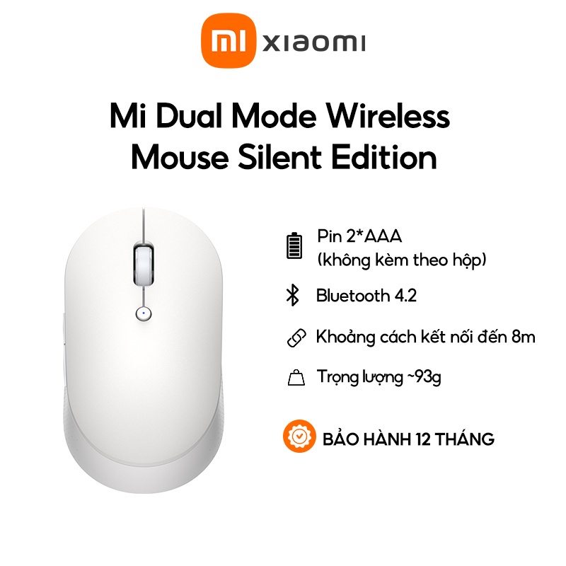 Chuột không dây Xiaomi Silent Edition 93Gr Chuột Xiaomi Mi Dual Mode Wireless Mouse Silent Edition Bản Quốc Tế