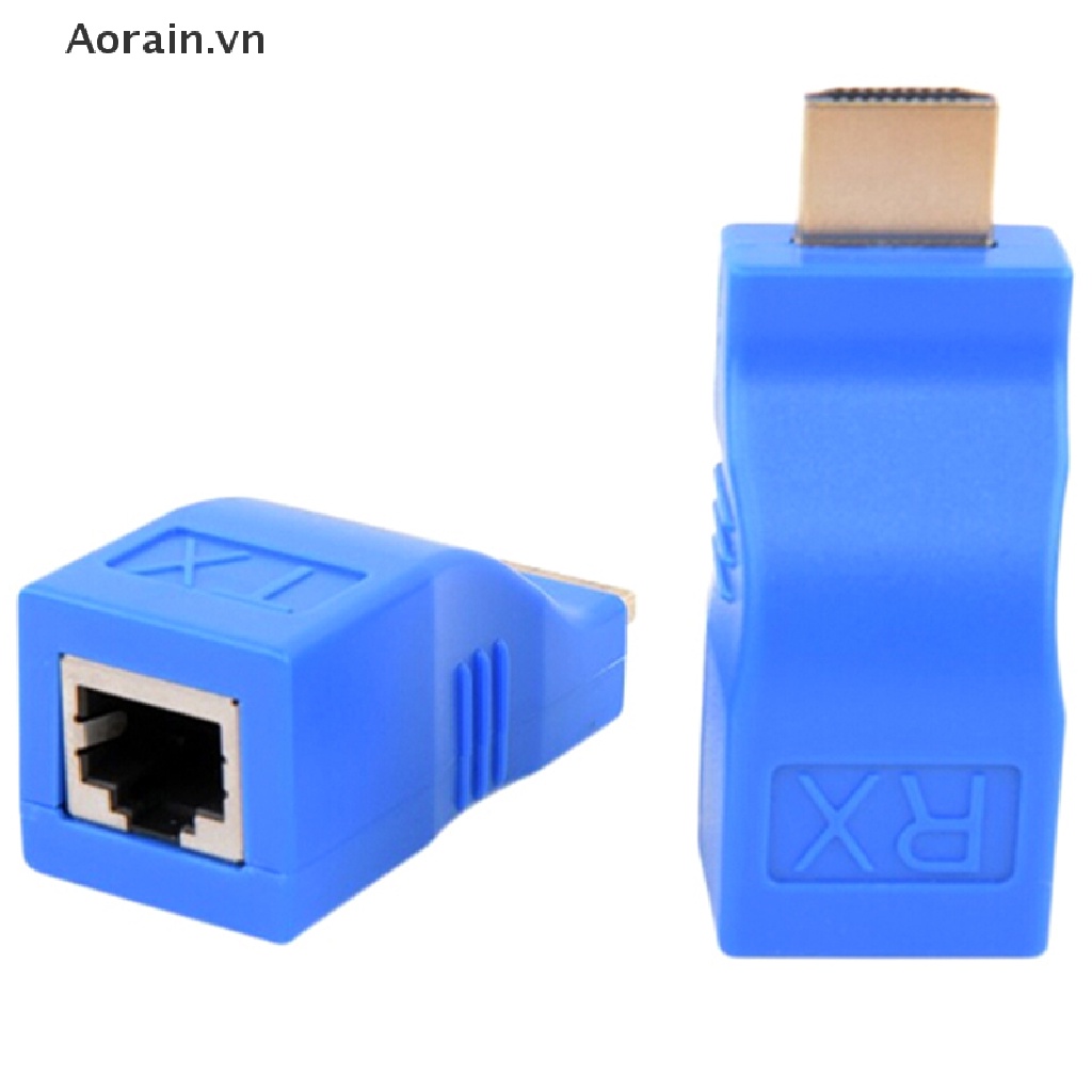Set 2 Bộ Mở Rộng HDMI 1080P Sang RJ45 Qua Cat 6 LAN Ethernet Màu Xanh Dương