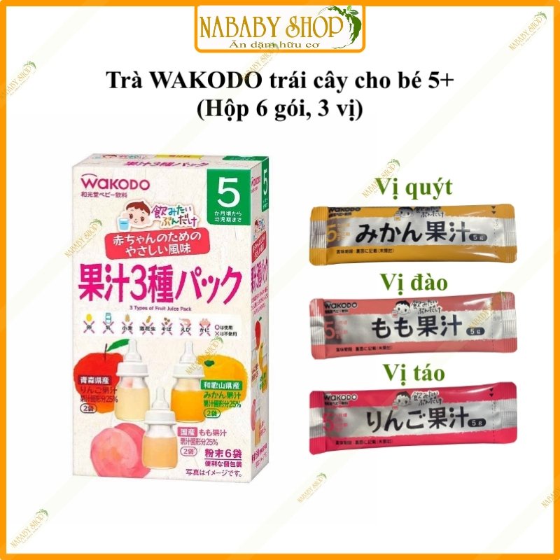Trà Wakodo hoa quả Nhật Bản cho bé 5m+ giúp bé ăn ngon miệng tiêu hóa tốt