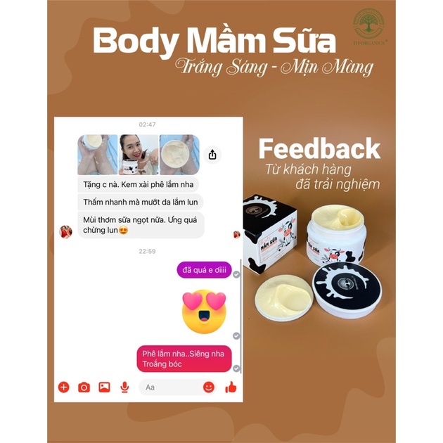Kem trắng da Body mầm sữa TH ORGANICS 220gr