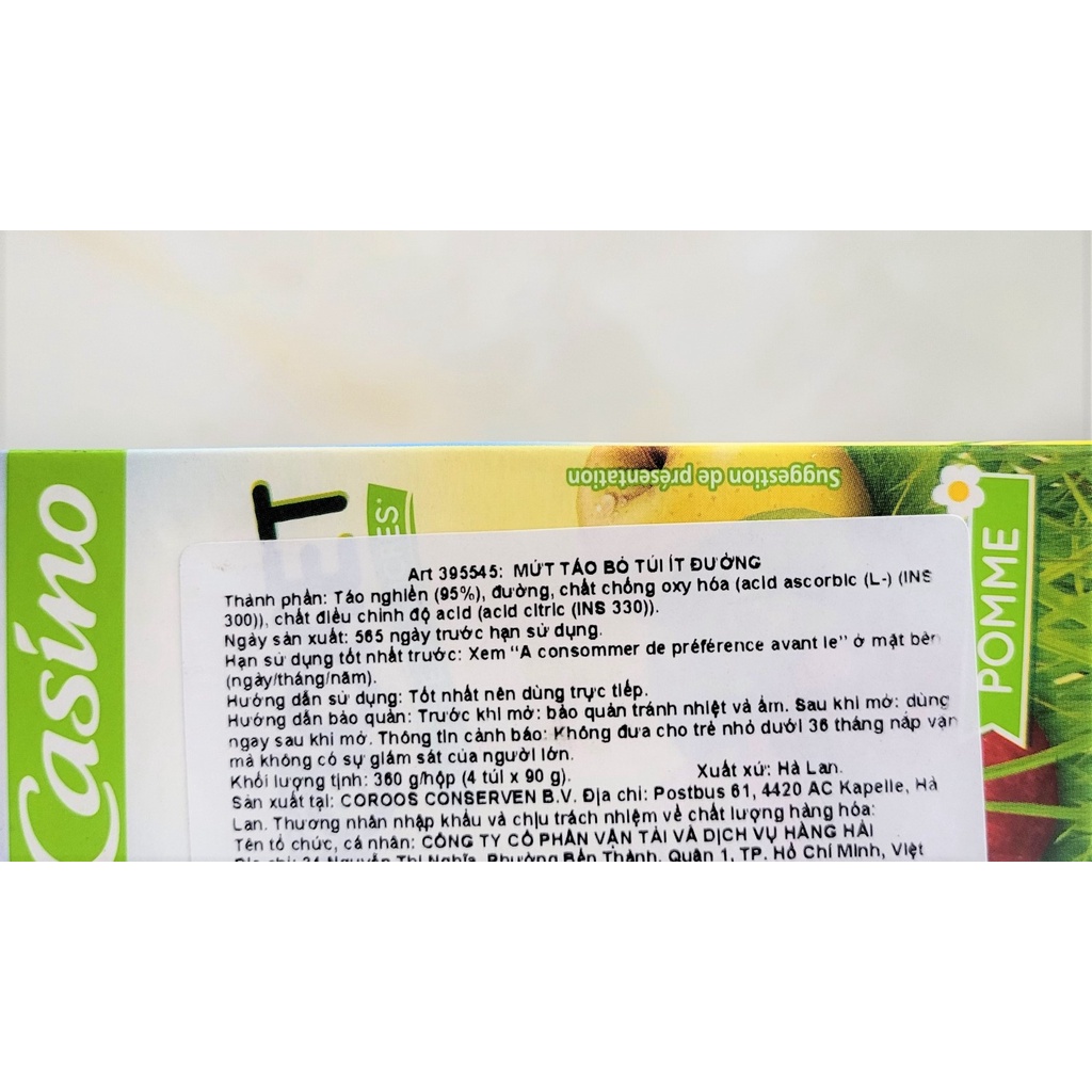 [Túi nhỏ 90g] MỨT TÁO PHẾT ÍT ĐƯỜNG [Netherlands] CSN (Less Sugar) Apple Spread