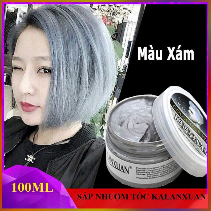 Sáp Nhuộm Tóc Màu Xám Khói Đổi Màu Tóc Tạm Thời KALANXUAN 100Ml/Hộp