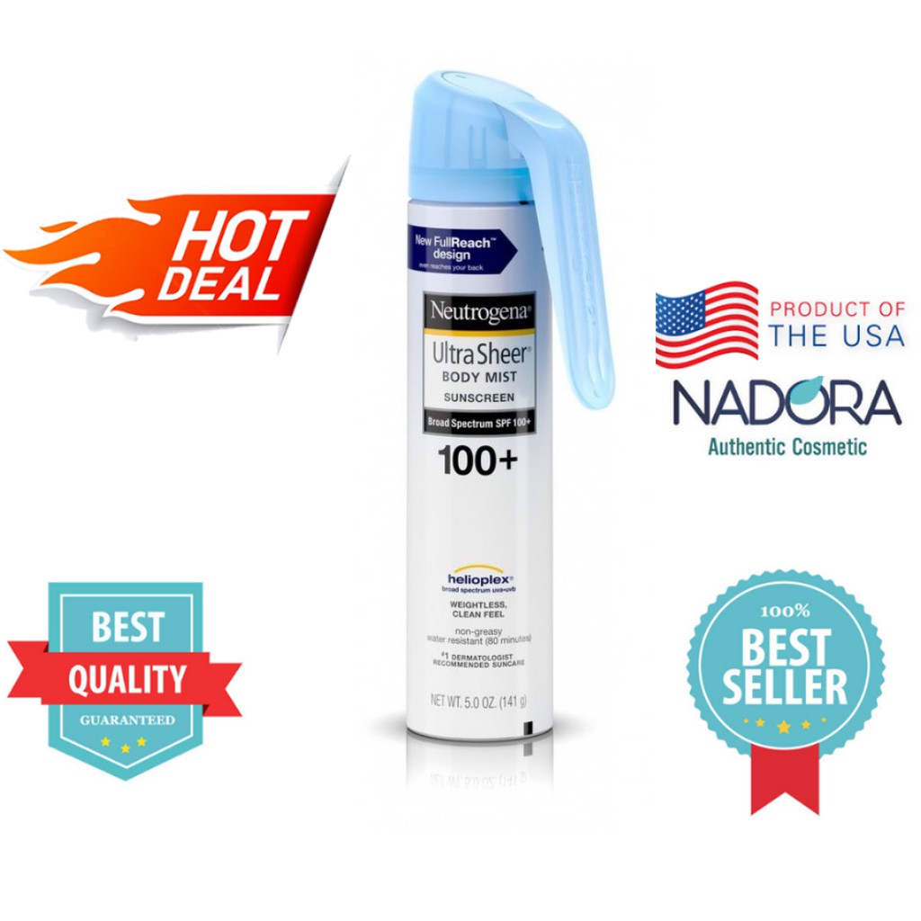 XỊT CHỐNG NẮNG NEUTROGENA ULTRA SHEER BODY MIST SUNSCREEN SPF 100+ (141g) | BigBuy360 - bigbuy360.vn