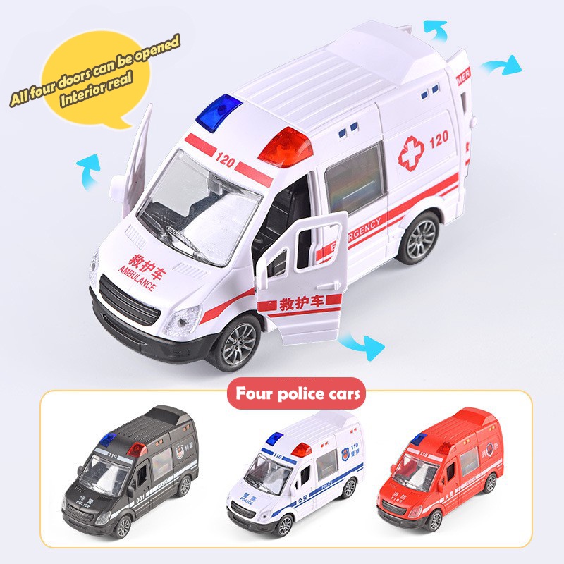 Xe cứu thương/ cảnh sát/ cứu hoả khẩn cấp mở cửa được chạy quán tính đồ chơi giáo dục trẻ