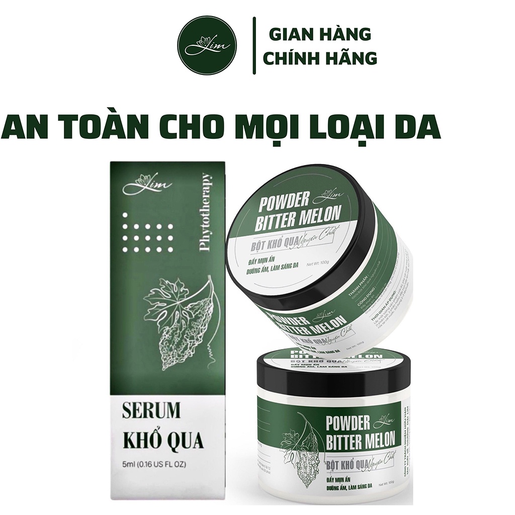 Bột Khổ Qua Nguyên chất Lim-Farm Chính Hãng Giảm Mụn ,Mơ Thâm,Trẻ Hoá ,Cắng Bóng Chăm Sóc Da Mặt Cho Chị Em[Handmade]