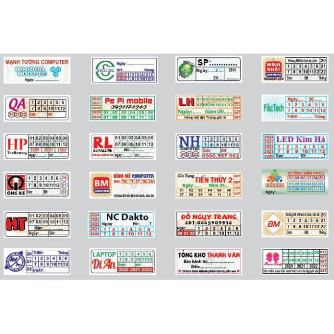 Combo 1000 Tem Bảo Hành ( 2.5 x 1 cm) hoặc 1500 tem tròn (1cm) , Tem Niêm Phong, Tem Vỡ, Decal Vỡ + Bế Sẵn