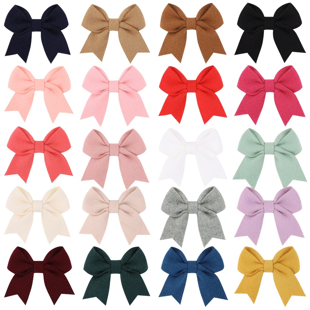 Set 20 kẹp tóc nơ KIDSBOWS màu trơn dễ thương cho bé gái