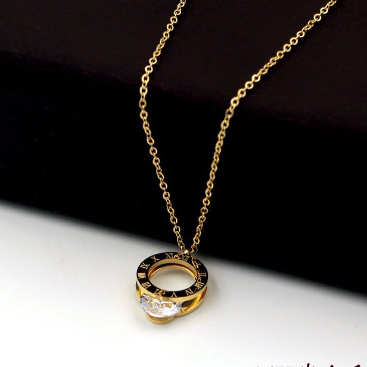 Dây Chuyền Titan Hình Tròn Kẹp Viên Đá TT 1460