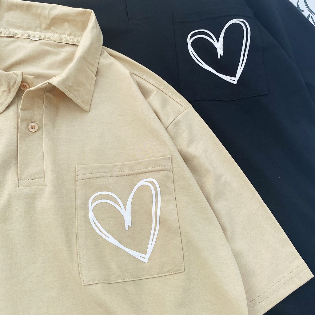 [Mã FASHIONGREEN hoàn 10% tối đa 50K xu đơn 300K] Áo Polo Có Túi Hình Trái Tim Nam Nữ Chất Tici Unisex | BigBuy360 - bigbuy360.vn