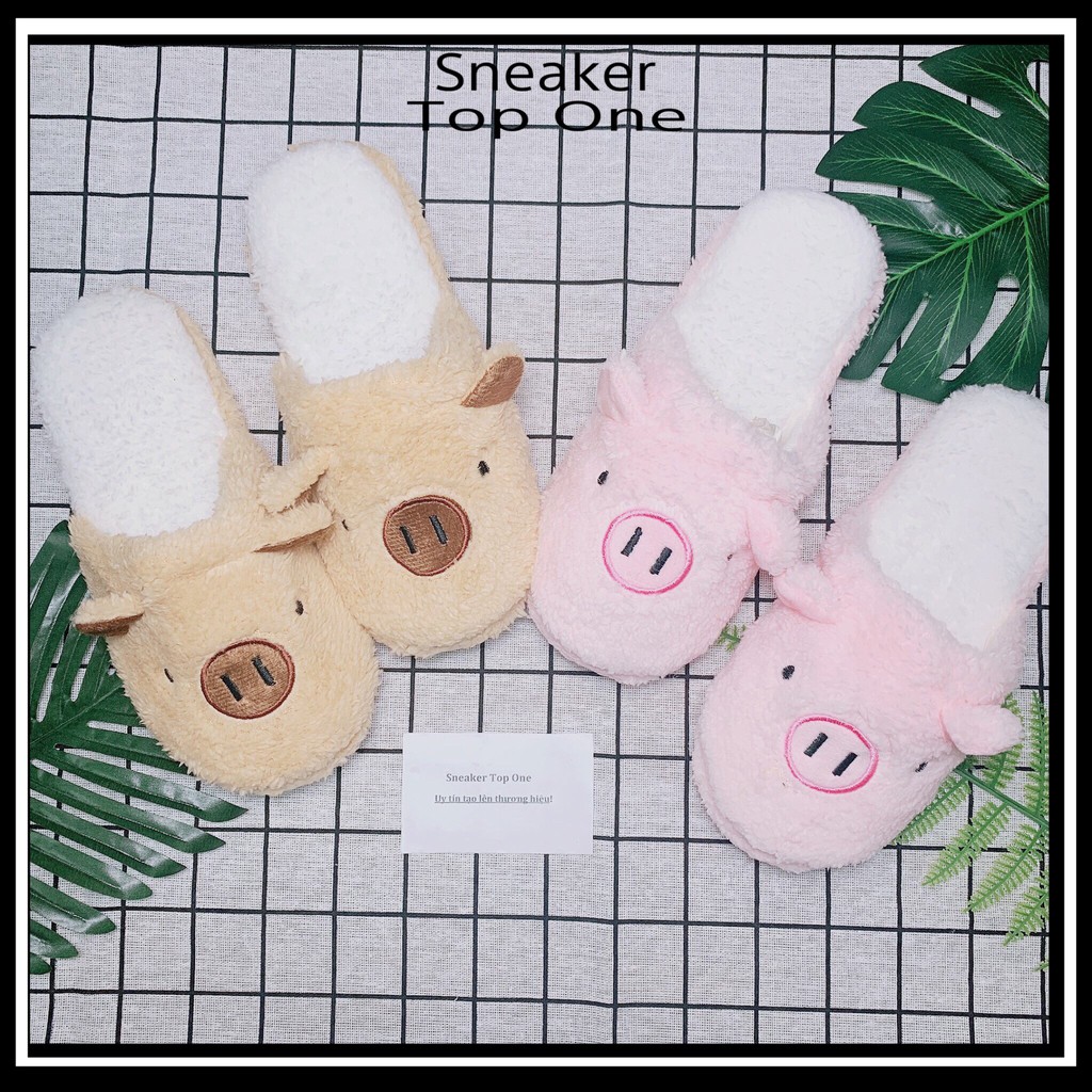 Dép bông đi trong nhà hình thú. Dép đi trong nhà mùa đông đế cao su siêu êm - Sneaker Top One