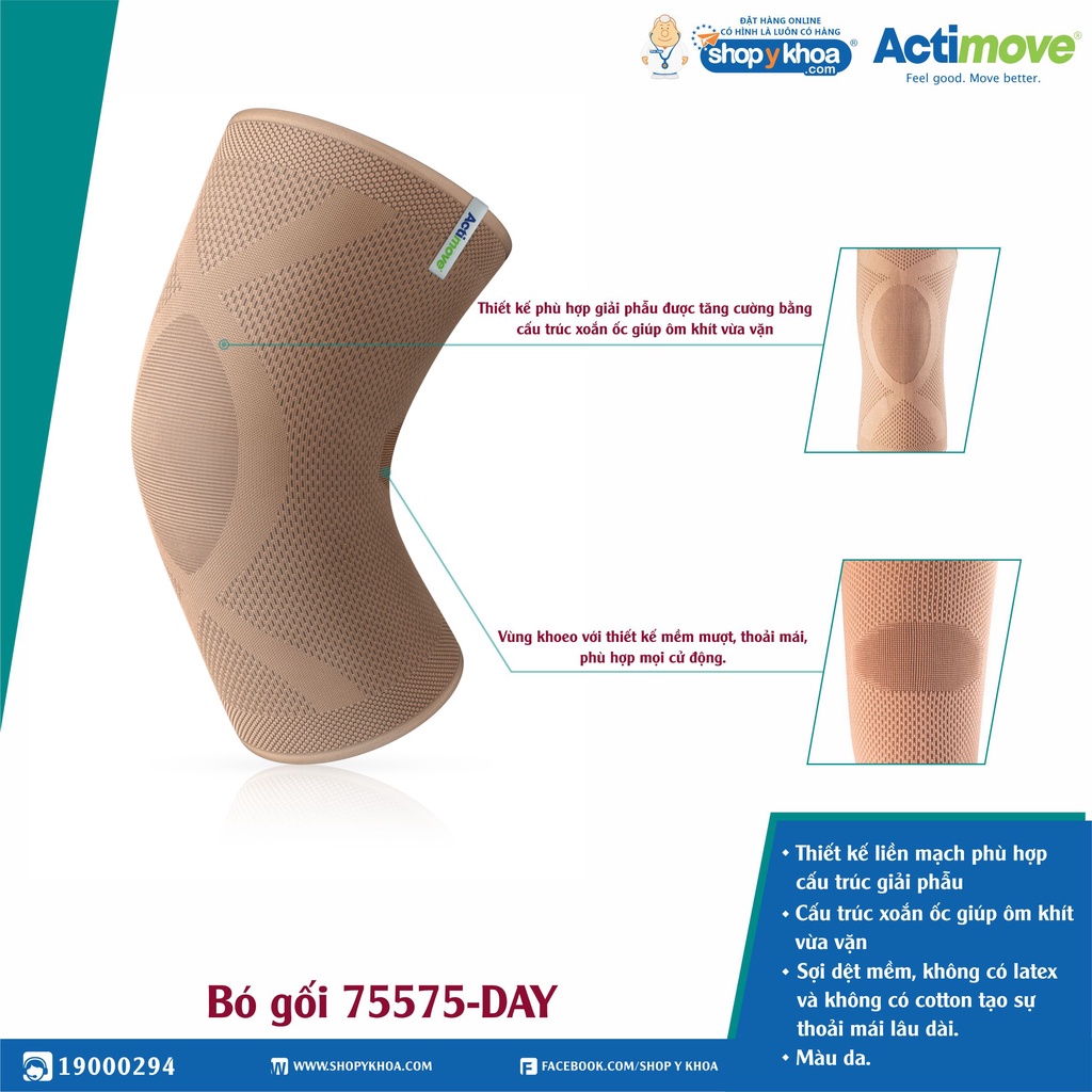 Bó Gối Dạng Ống Actimove Knee Support, Màu Da [75575-DAY]. Nhập Khẩu Châu Âu (1 Cái)