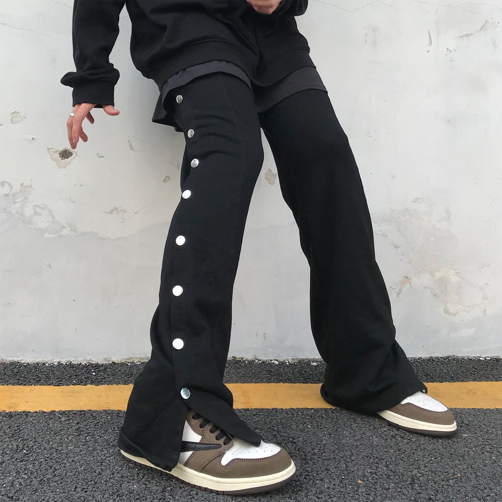 Quần thể thao nam ống rộng khuy nút-2 màu ĐEN/XÁM - BOX SHOP 333 | BigBuy360 - bigbuy360.vn