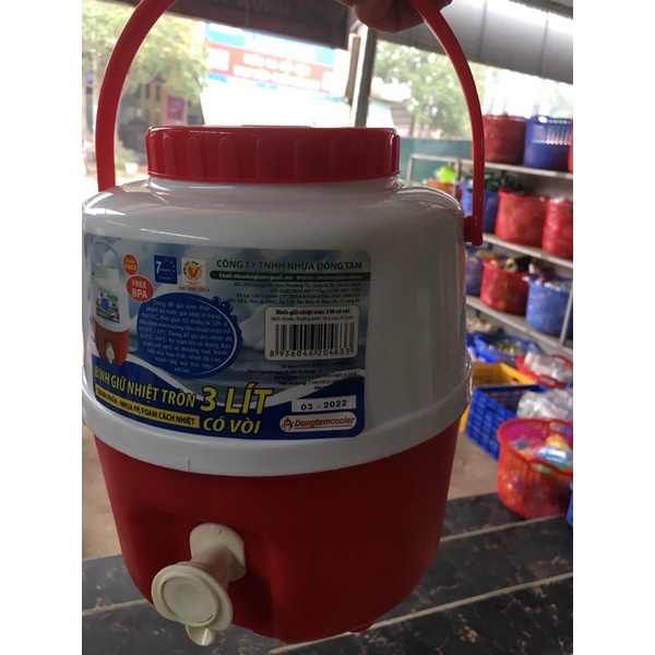 Bình Giữ Nhiệt Tròn 3L Có Vòi