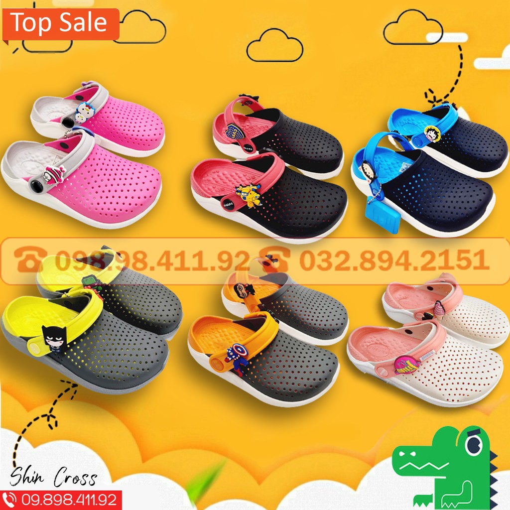 dép cross cho béFREESHIPdép cross cho bé dạng sục các màu DEPCRHJMI tặng thêm 6 sticker cross