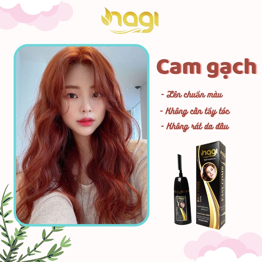 Dầu gội nhuộm tóc màu Cam gạch Nagi DIRTY ORANGE 18 chiết xuất từ thiên nhiên chai 400ml