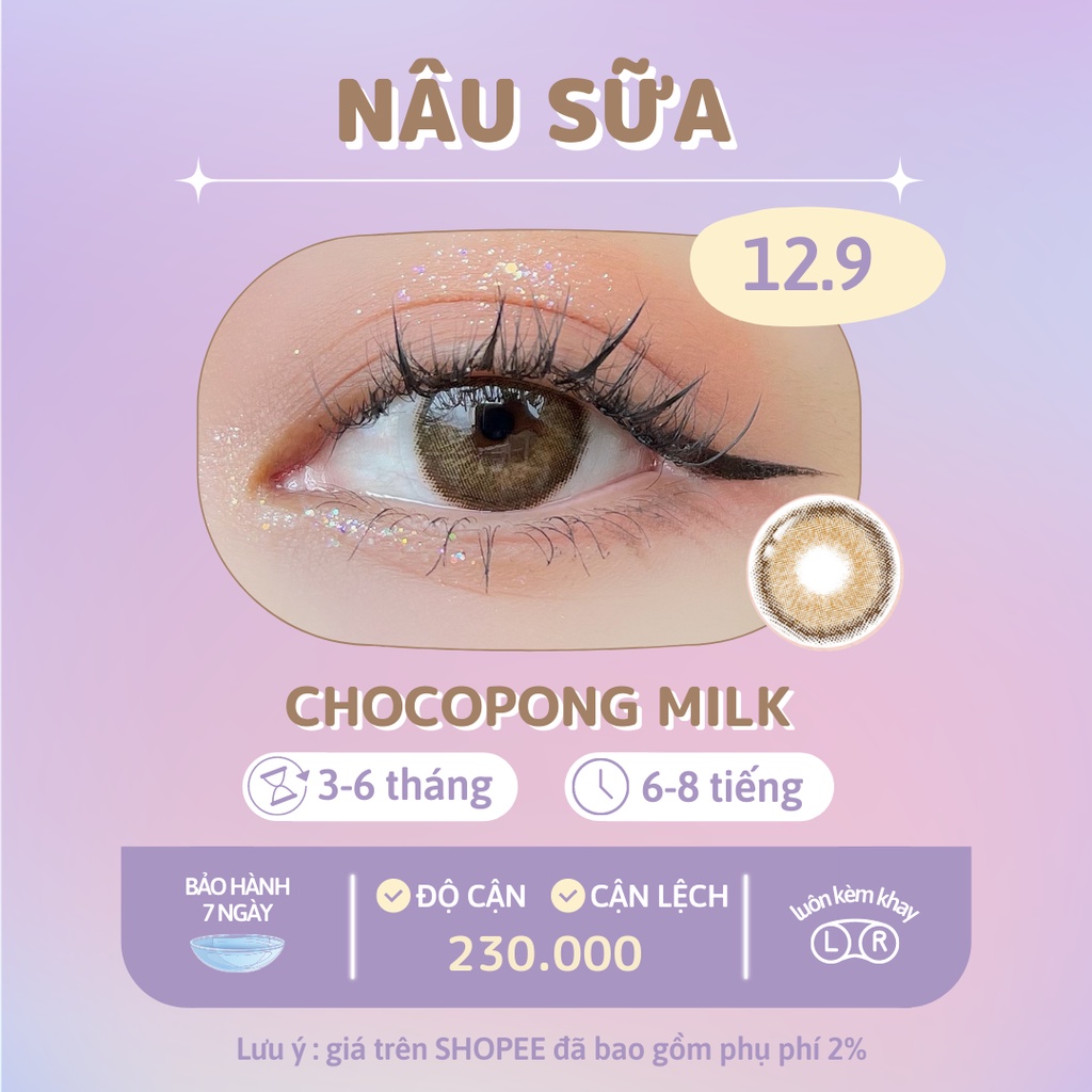 Lens nâng tông mắt nâu sữa có viền nhẹ nhàng Chocopong Milk Choco Made in Korea | Hạn sử dụng 3-6 tháng