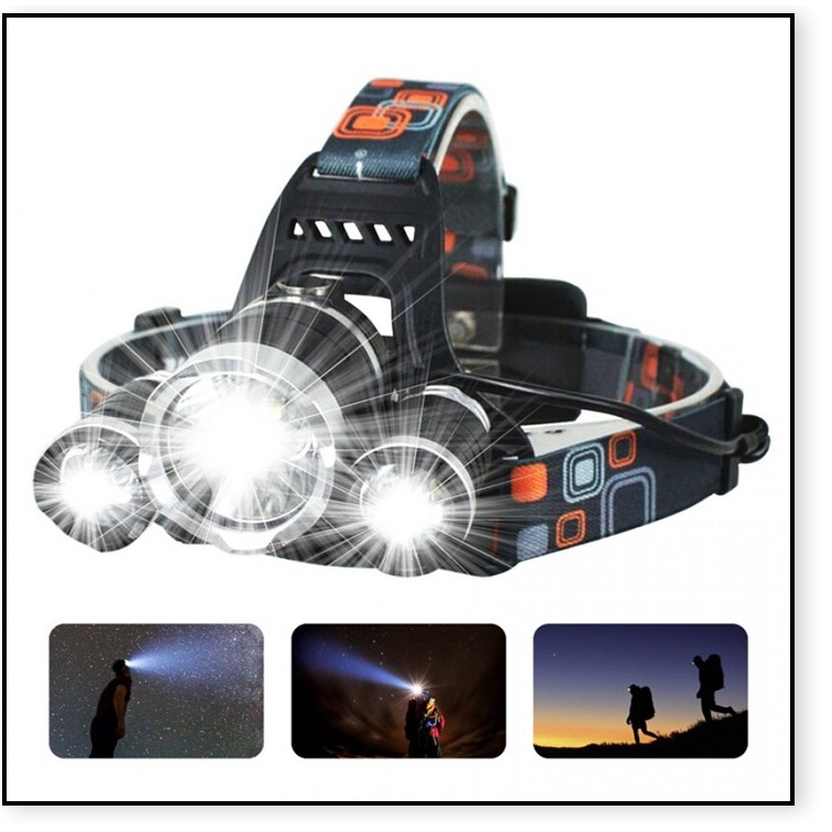 Đèn Bin Đội Đầu Begor Siêu Sáng 3 Bóng Led Tặng Kèm 2 Pin - Hàng Chính Hãng
