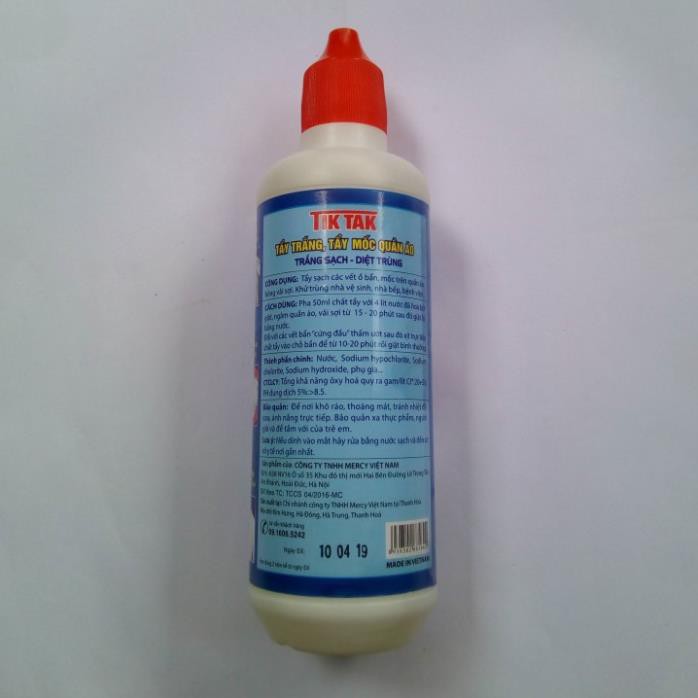 Chất tẩy trắng, tẩy mốc ở quần áo Tiktak chai 500ml-Nước tẩy quần áo-Tẩy mốc quần áo