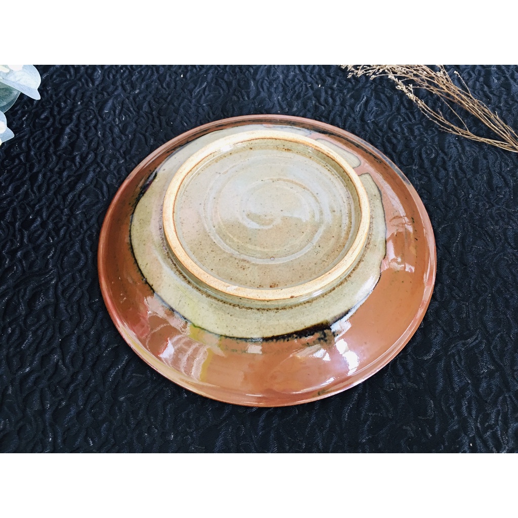 GỐM NHẬT - ĐĨA MỘC CỠ LỚN MÀU NÂU