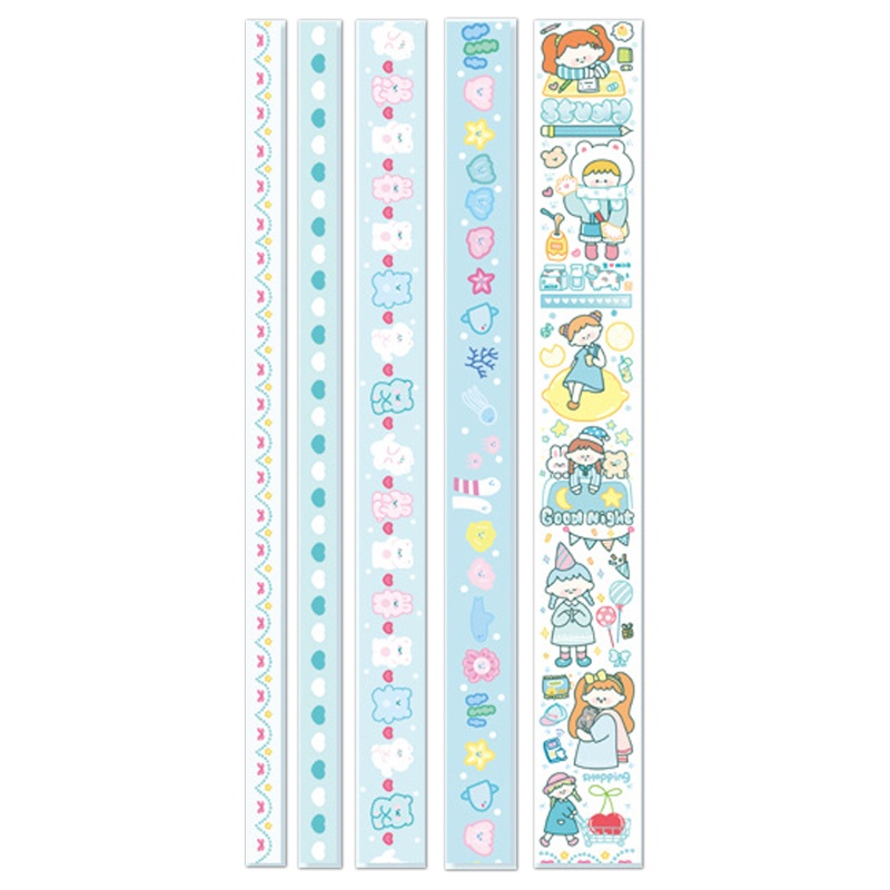 Set 5 Cuộn Băng Dính Washi DIY Đa Ứng Dụng