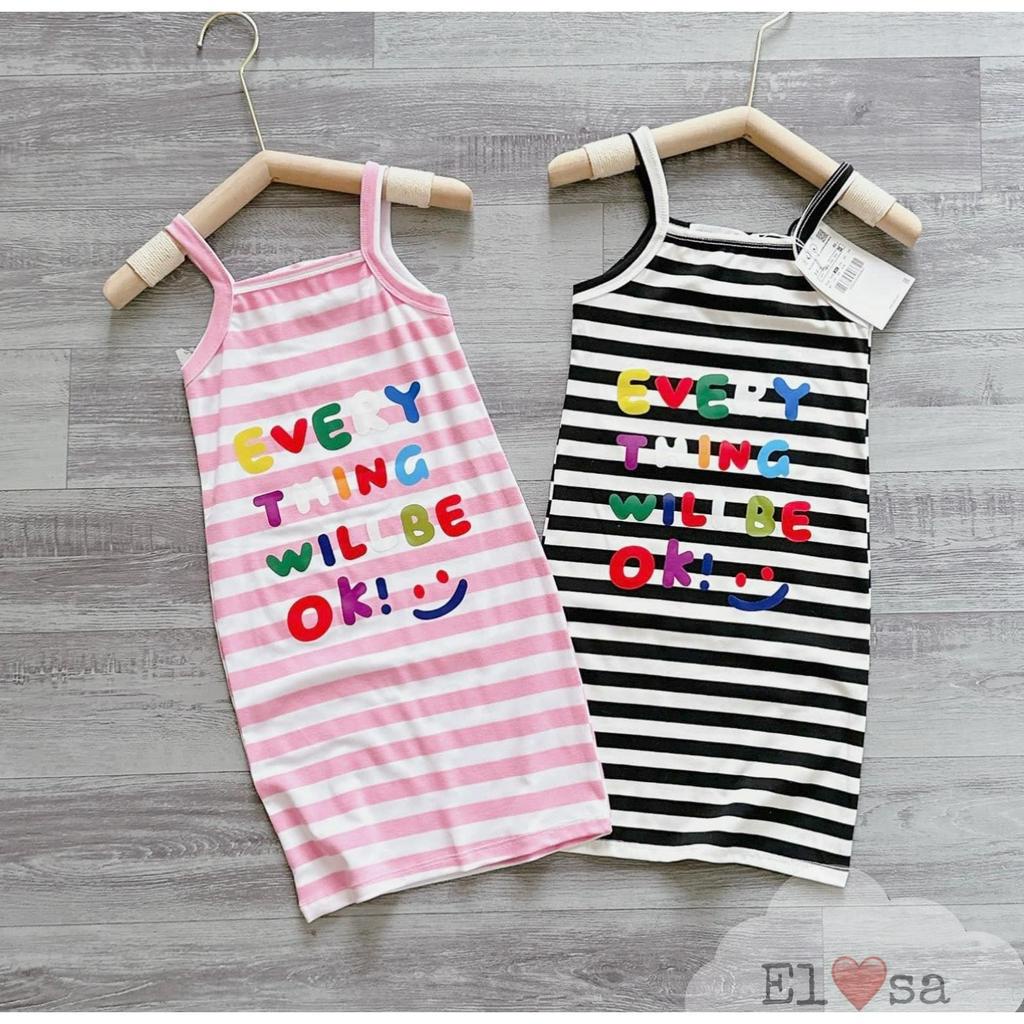 Váy bé gái - Váy Kẻ Body Họa Tiết Every Thing Will Be OK Sánh Điệu cho bé 1-8 Tuổi